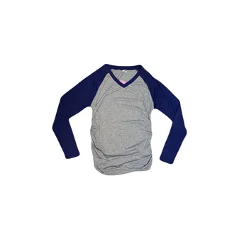 Photo of Oakgarden Women’s Long Sleeve Shirt Size Small Grey With Blue Sleeves
