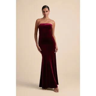 Photo of NWOT Lulu's Mesmerizing Elegance Red Velvet Back Bow Maxi Dress Women's Large