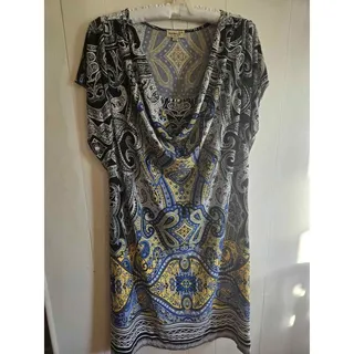 Photo of One World 2X Paisley Print Cowl Neck Dress