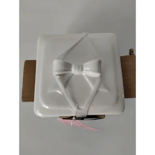 Photo of White Square Stoneware Baking Dish w/ Lid Bow Handle Oven Safe 350°F