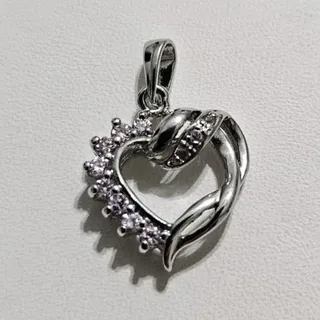 Photo of Sterling Silver 925 Pink Stone Heart Pendant Charm