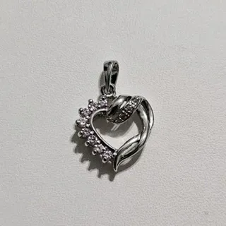 Photo of Sterling Silver 925 Pink Stone Heart Pendant Charm