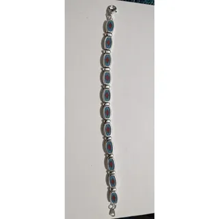 Photo of Vintage Western Sterling Silver Bracelet 925 Turquoise Gem