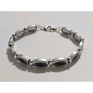 Photo of Vintage Western Sterling Silver Bracelet 925 Turquoise Gem
