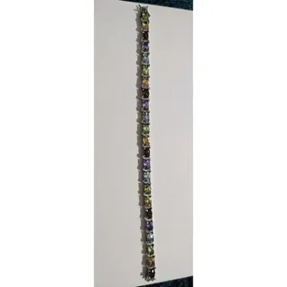 Photo of Multicolor Rainbow Crystal Sterling Silver Bracelet 925