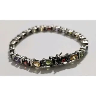Photo of Multicolor Rainbow Crystal Sterling Silver Bracelet 925