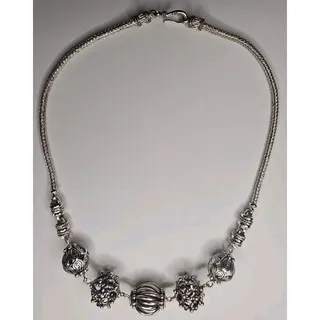 Photo of BA Suarti Vintage Sterling Silver Chunky 17 Inches Bali Style Bead Necklace 925