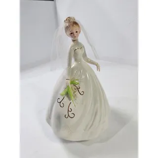 Photo of Josef Originals Spring Bride Music Box Motion Spins Wedding March Veil, Vintage