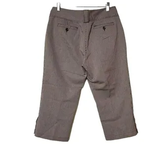 Photo of Julie Mitchell Urban Collection Pants Womens 10 Brown Stripe Cropped Button Hem