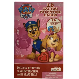 Photo of Nikelodeon Paw Patrol 16 Tattoo Valentine Cards NEW Home School Teacher