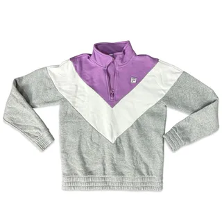 Photo of FILA Purple White Gray Retro Chevron 1/4 Zip Pullover Sweatshirt Fleece size S