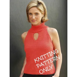 Photo of NWT Plymouth Yarn C144 Fantasy Naturale Keyhole Shell Sweater Knitting Pattern