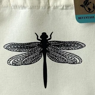 Photo of New Hand Printed Dragonfly Double Sided Handle Super Mini Canvas Tote Gift Bag