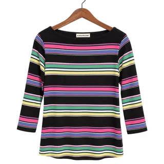 Photo of Evan-Picone Multicolor Striped Cotton 3/4 Sleeve Top EUC Size Small