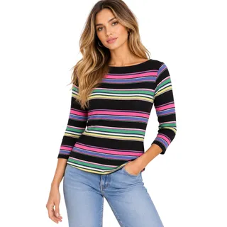 Photo of Evan-Picone Multicolor Striped Cotton 3/4 Sleeve Top EUC Size Small