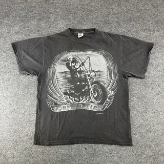 Photo of Vintage Looney Tunes Bugs Bunny Born To Ride Laconia 1998 Shirt Mens XL Black