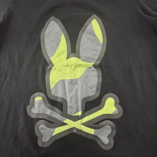 Photo of Psycho Bunny Shirt Mens Medium Black Skull Bunny Graphic Tee Pima Cotton Peru
