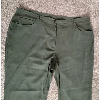 Photo of Denim & Co Mens Olive Green Casual Pants Soft Feel Straight Leg 44x31