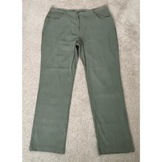 Photo of Denim & Co Mens Olive Green Casual Pants Soft Feel Straight Leg 44x31