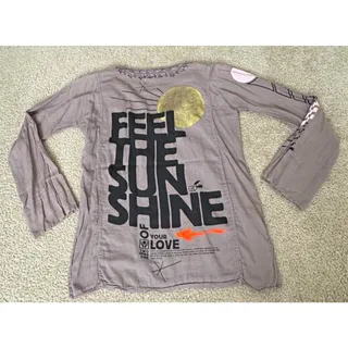 Photo of Two Nine One Womens Size 1 Gray Feel The Sunshine Cotton Boho Tunic Top