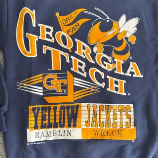 Photo of Vintage 1992 Logo Motion Georgia Tech Yellow Jackets Youth M Navy Sweatshirt