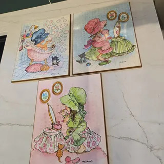 Photo of 3 Holly Hobbie Wooden Plaques Ea 9.5 X 7.75