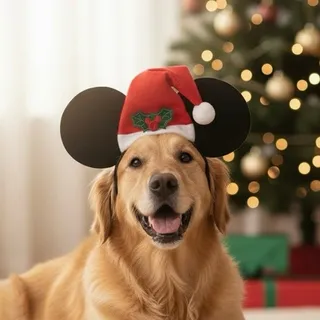 Photo of NWT Disney Rubies Pets Mickey Red Santa Hat Mistletoe Pet Ears M/L 