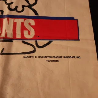 Photo of Vintage Snoopy Peanuts NY New York Giants Large Cotton Laundry Pull String Bag
