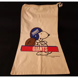 Photo of Vintage Snoopy Peanuts NY New York Giants Large Cotton Laundry Pull String Bag