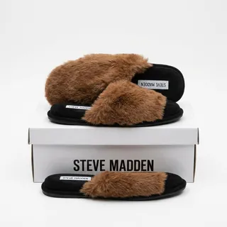 Photo of Steve Madden Black & Brown Faux Fur Slide Slippers - NIB - Size 8