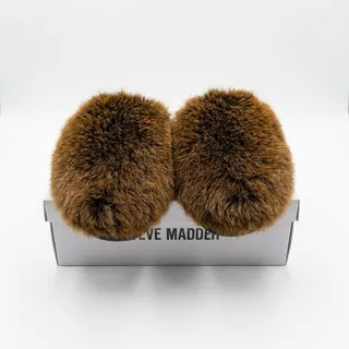 Photo of Steve Madden Black & Brown Faux Fur Slide Slippers - NIB - Size 8