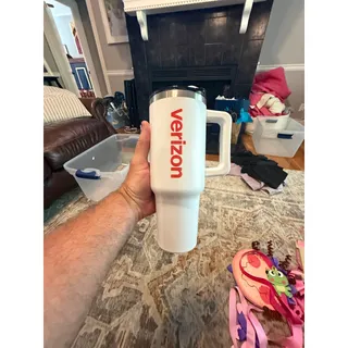 Photo of Verizon Employee Logo Insulated Travel Tumbler Mug White Red 40oz w/ Handle