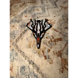 Photo of Hot Wheels Sky Knife Fighter Jet Black Orange Die Cast Aircraft Toy 2017
