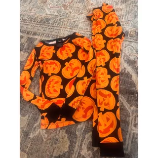 Photo of Hyde and EEK Boutique Kids Halloween Pumpkin Pajama Set Size 8 Orange Black