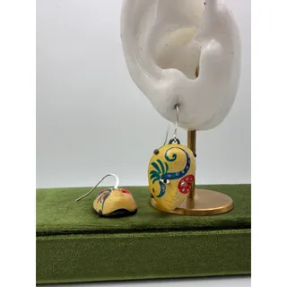 Photo of Vintage Venetian Carnival Sterling Silver Ceramic Mask earrings made in Italy