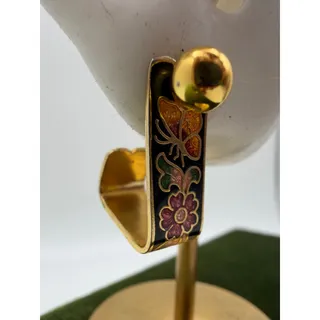 Photo of Rare black cloisonné earring jackets with sterling studs