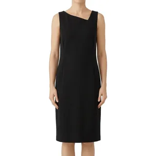 Photo of Eileen Fisher Black Ponte Asymmetrical Neck Sheath Sleeveless Pencil Dress Sz 10