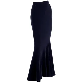 Photo of Vintage 90s Isaac Mizrahi Black Wool Stretch Long Mermaid Maxi Skirt size 6