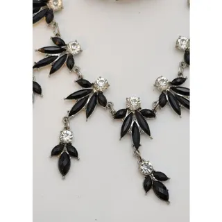 Photo of Vintage Charming Charlie Necklace and Bracelet Jewelry Set Black Dangle Crystals