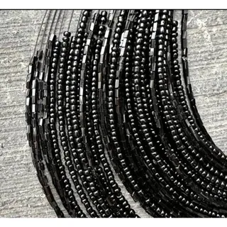 Photo of Multi Strand Glass Beaded Black Necklace & Earrings Sexy