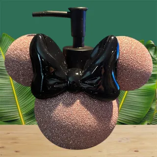 Photo of NWT Disney HOME Pink Glitter Minnie Mouse Black bow Lotion Soap Pump