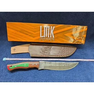 Photo of LMK 11" Hunting Bowie Knife Custom Handmade Forged Damascus Steel Blade #9624