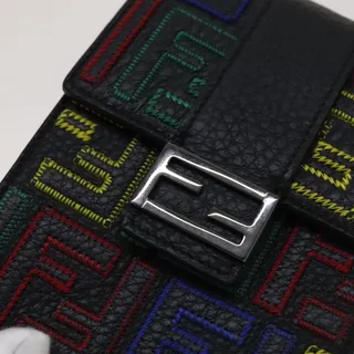 Photo of Fendi Zucca Smartphone Holder Leather Multicolor 7as120 Black Pouch