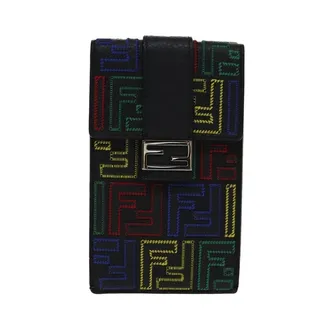 Photo of Fendi Zucca Smartphone Holder Leather Multicolor 7as120 Black Pouch