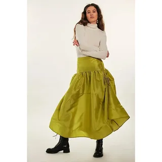 Photo of New FREE PEOPLE Emery Drop-Waist Midi Skirt $128 LARGE Lentil Sprout Elastic