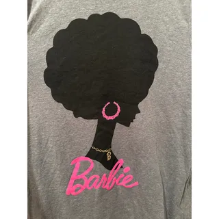Photo of NWOT Barbie silhouette Gray Black and Pink Tee Sz 00 M/L