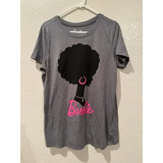 Photo of NWOT Barbie silhouette Gray Black and Pink Tee Sz 00 M/L