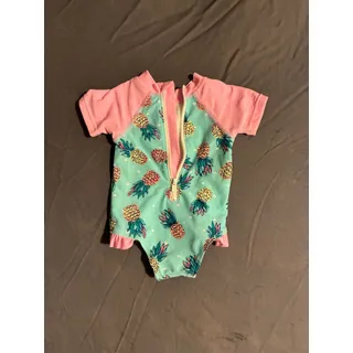 Photo of Sloatimini One Piece Baby Girls 3M Pineapple Rashguard Swimsuit Short Sleeve