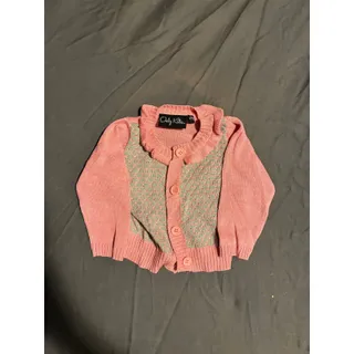 Photo of Only Kittens Cardigan Baby Girls 6-9M Pink Ruffle Collar Button Front Knit