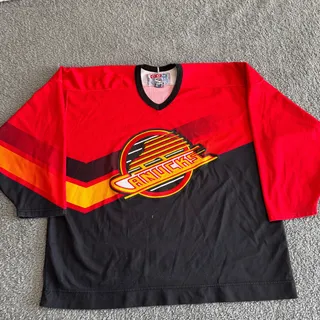Photo of Rare NHL Vancouver Canucks CCM Salmon Gradient Flying Skate Hockey Jersey XXL